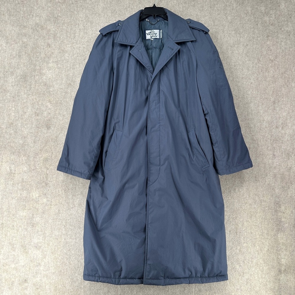 Vintage The Company Store Trench Coat‎ Mens LARGE Blue Puffer Down Insulated